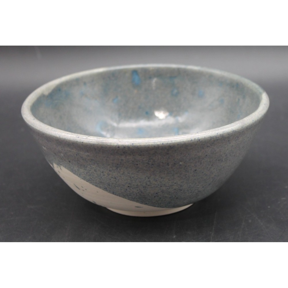 Studio Pottery Blue Gray Speckled Stoneware Bowl 6.5" Artisan Handmade